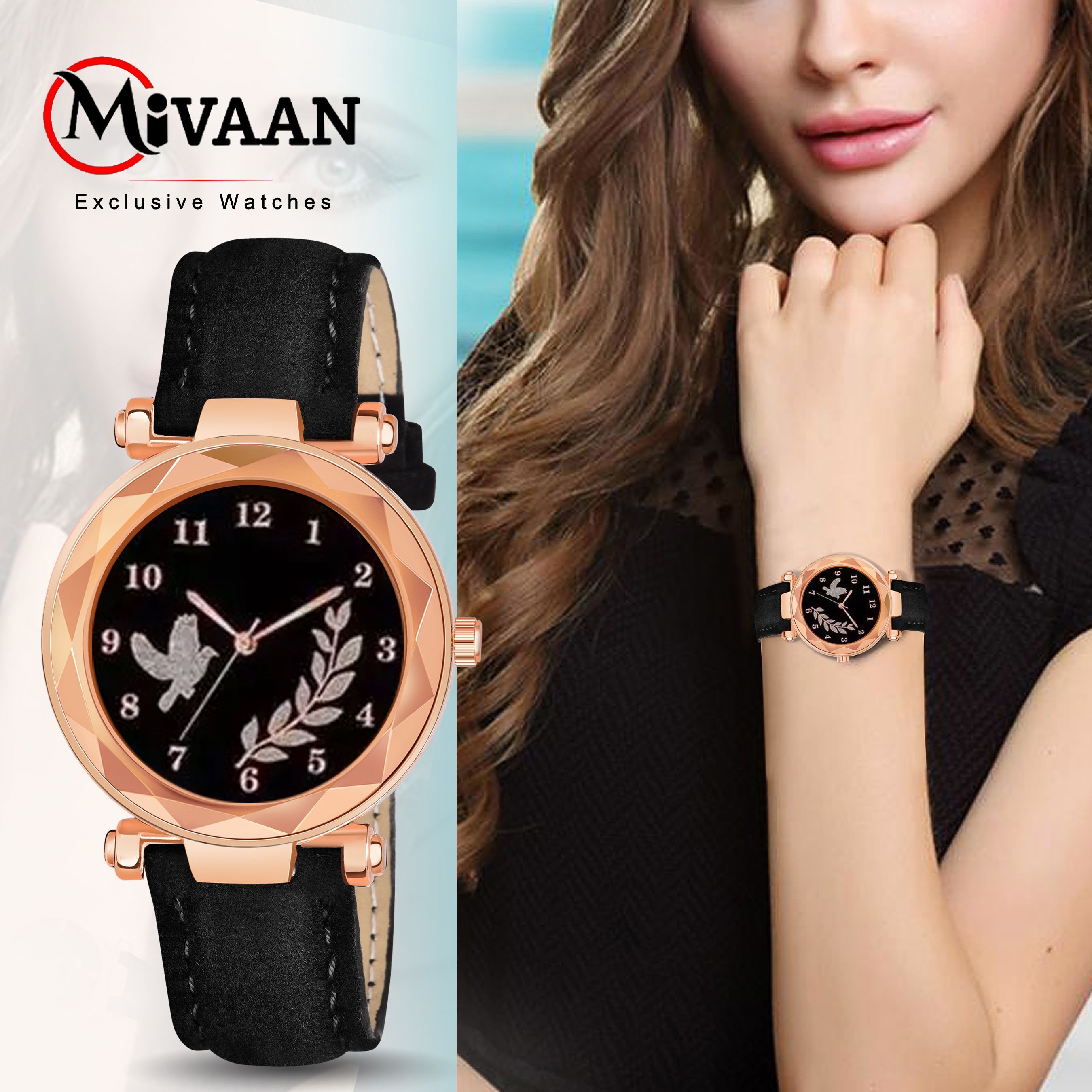 Analog Watch - For Boys & Girls MW_01Bird Design Black Dial And Lather Strap Analog Watch-image-45