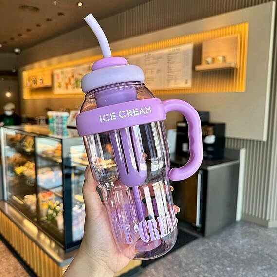 Fruit Infuser Detox Ice Cream Theme Sipper Bottle Water Bottle for Girls 1200 ml Water Bottle