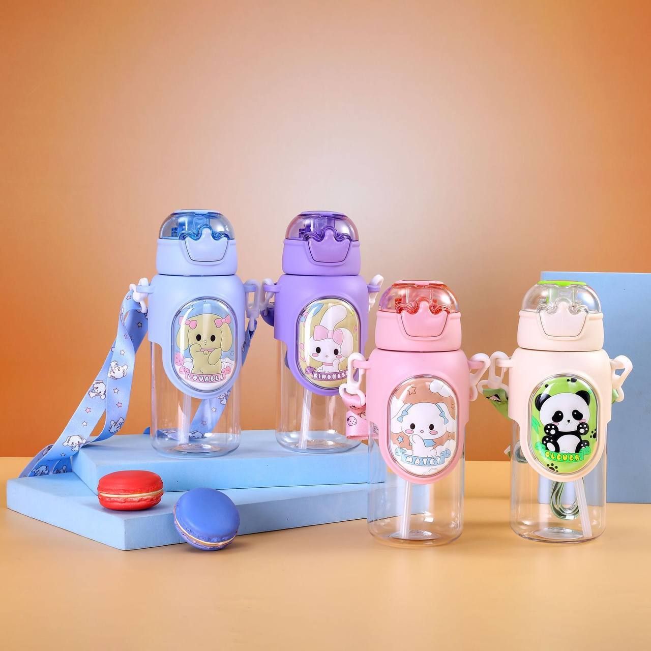 King Crown Multi Design Cute Mix Cartoon Sipper school Bottle for Kids 650 ml Water Bottle-image-3