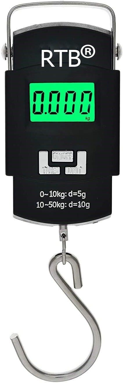 texla 50 Kg Digital LCD Display Pocket Portable Hanging Weighing Scale (Black) Weighing Scale