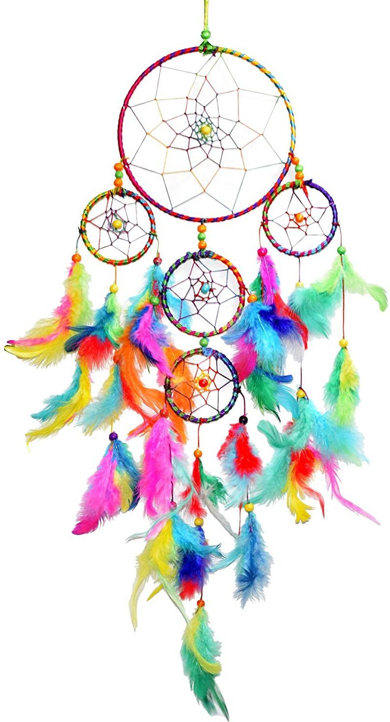 pnasgl Home Decor, Wall Hanging Handmade Pastel Wall Hanging for Bedroom Balcony Feather, Wool, Wood Dream Catcher-picture-39