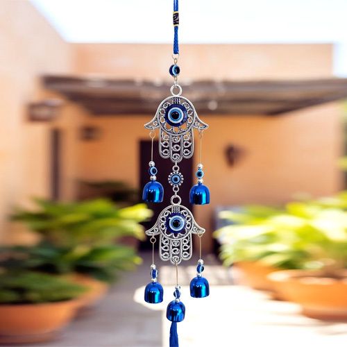 Hamsa Hand Evil Eye Wind Chimes Gives Protection in your Home, Balcony & Garden Steel Windchime-image-35