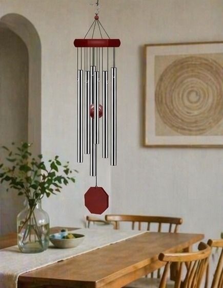 Wind Chimes for Balcony | Wind Chimes for Home Positive Energy (Silver) Aluminium Windchime-image-43