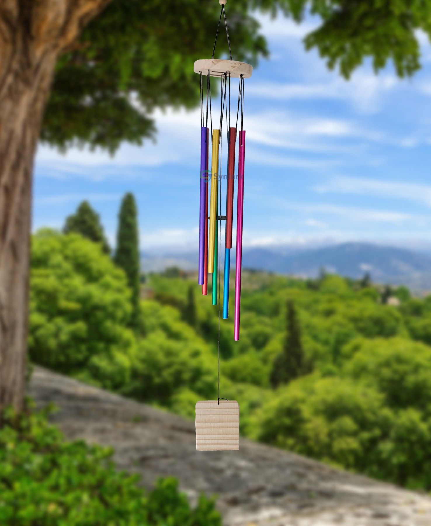 synlark Multicolor 7 Pipe Wind Chime Positive Energy for Home Balcony Bedroom Good Sound Aluminium, Wood Windchime-picture-42