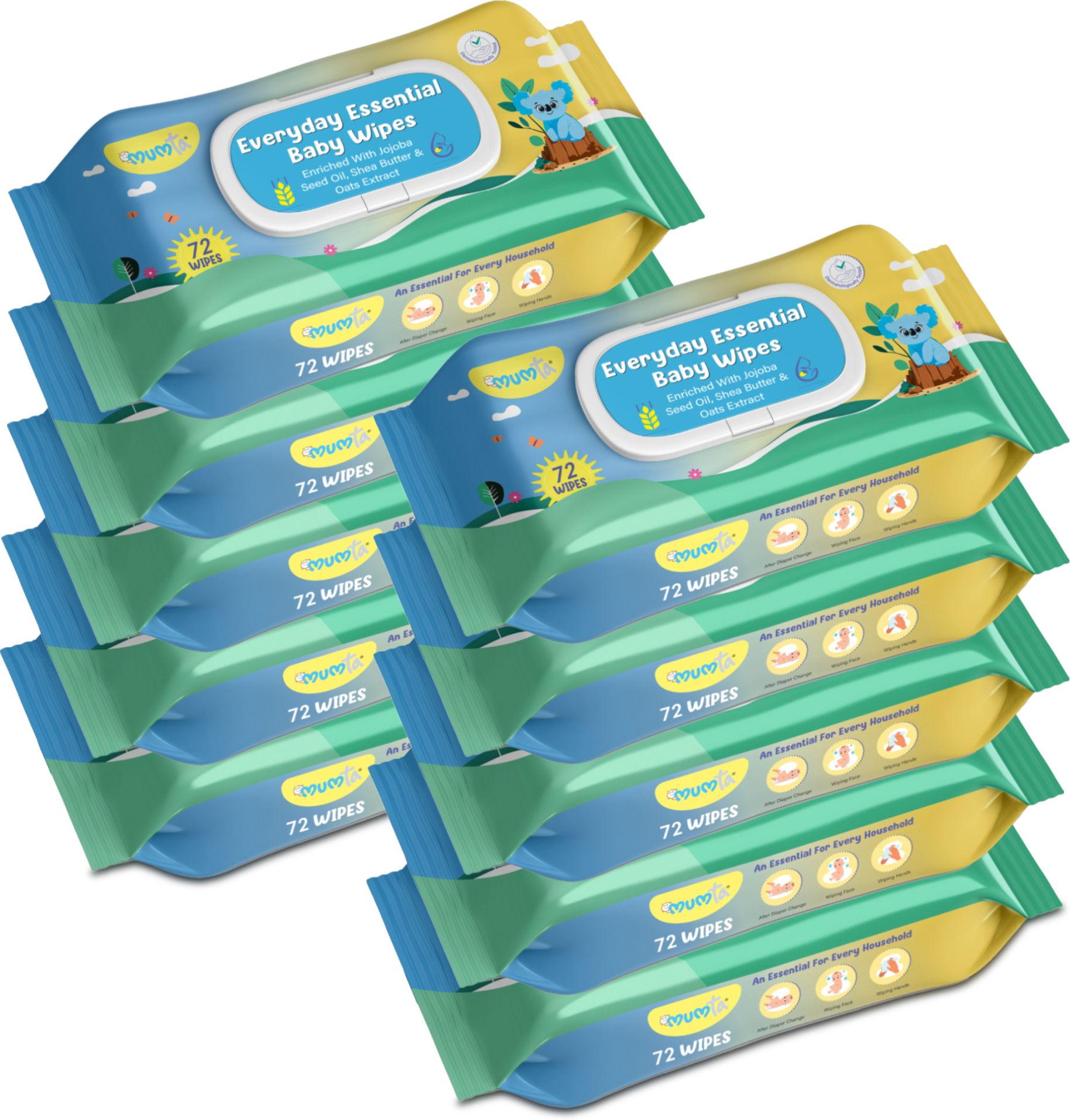 Soft Cleansing Baby Wipes with Aloe Vera & Vitamin E -72 Counts/Pack (Set of 10)-image-41
