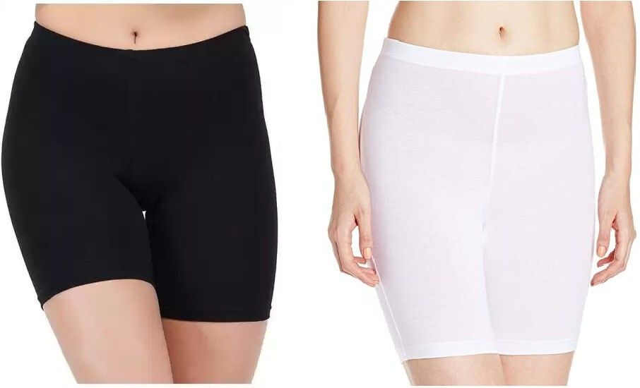 houseofcommon Pack of 2 Solid Women Black, White Cycling Shorts-picture-26