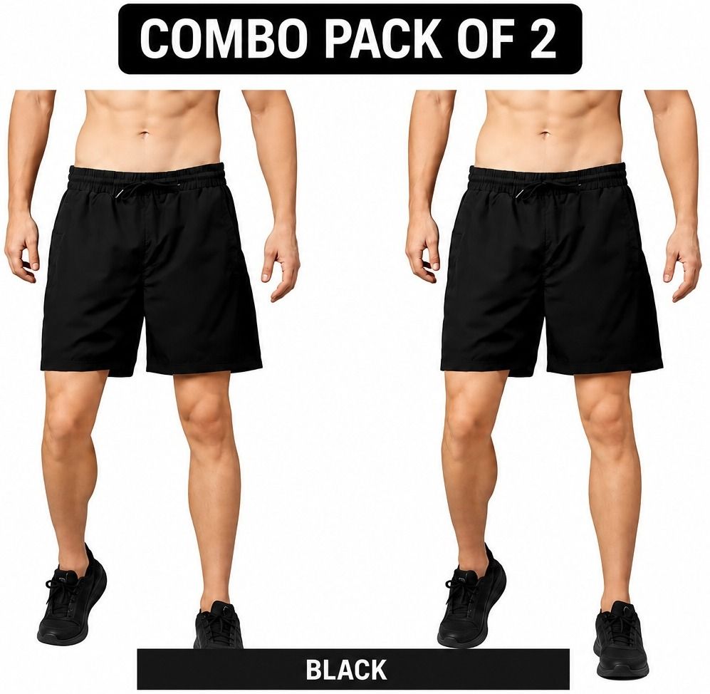 yashtextile Pack of 2 Solid Men Black Board/Swim Shorts, Sports Shorts, Swim Shorts, Casual Shorts, Running Shorts, Basic Shorts-picture-27