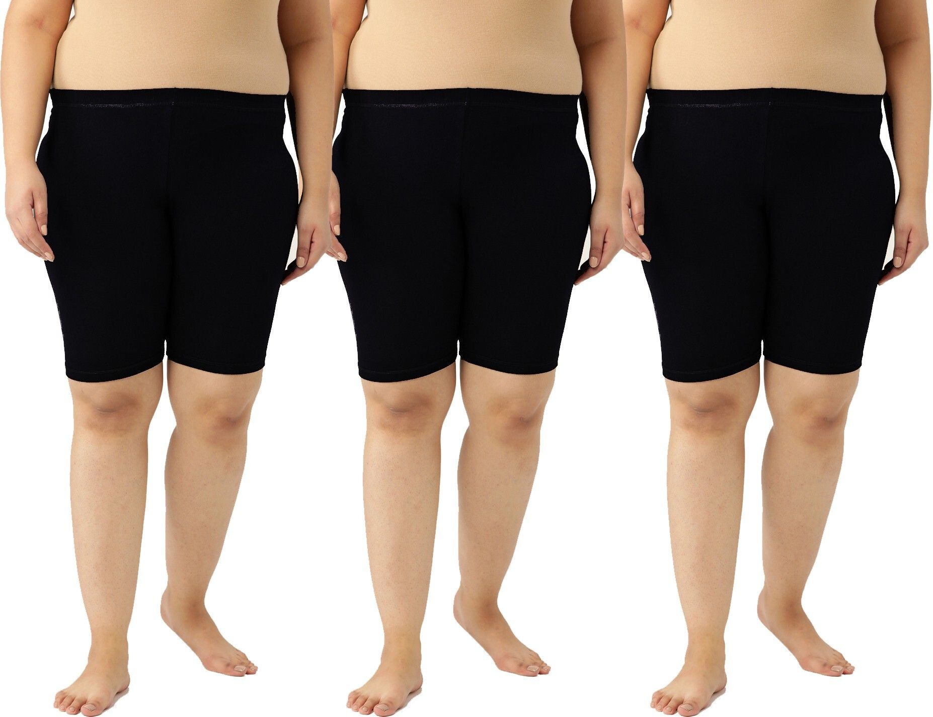 leading lady Pack of 3 Solid Women Black Cycling Shorts-picture-23