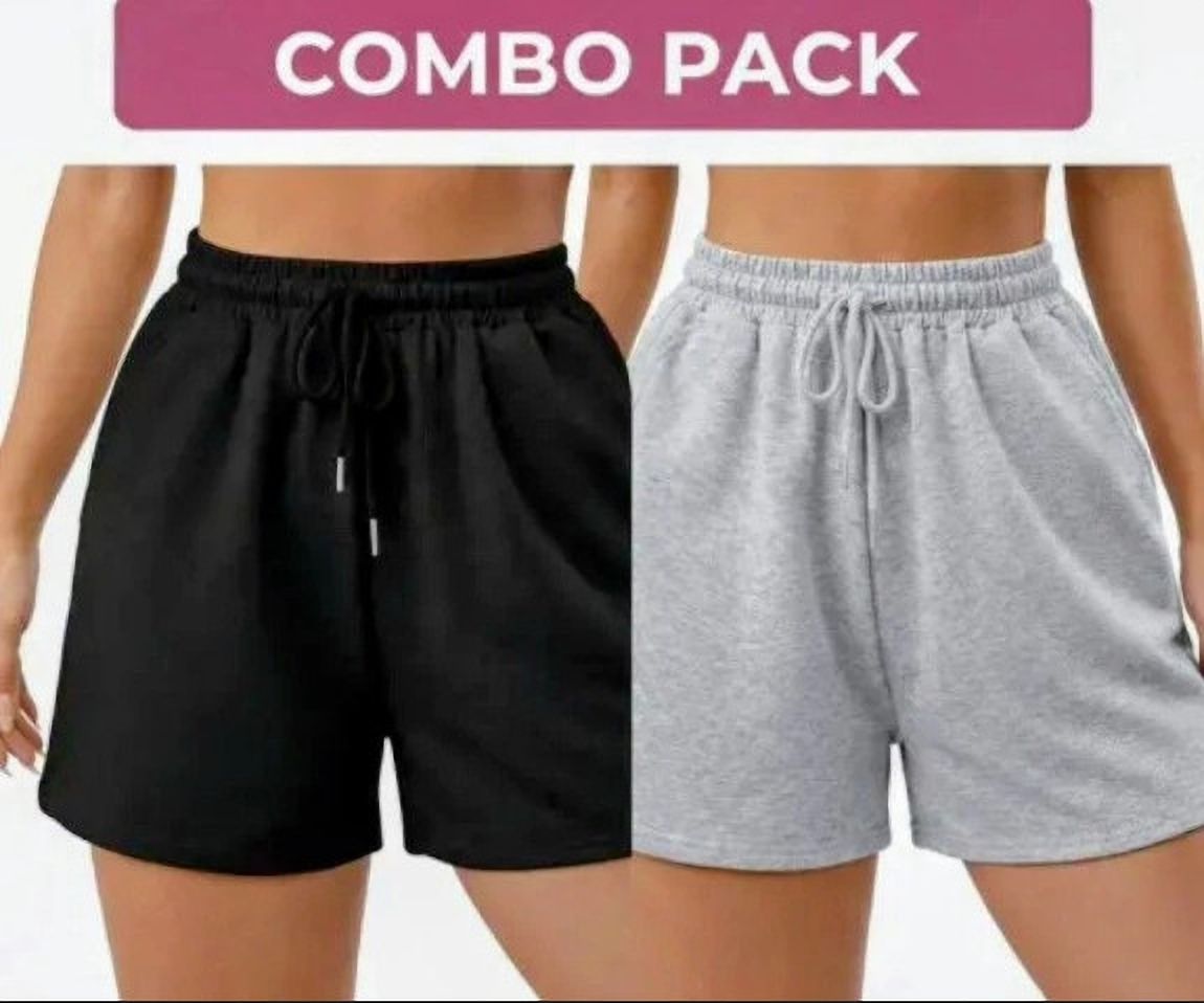 somatic Pack of 2 Color Block Women Black, Grey Gym Shorts, Casual Shorts, Basic Shorts, Regular Shorts, Sports Shorts-picture-21