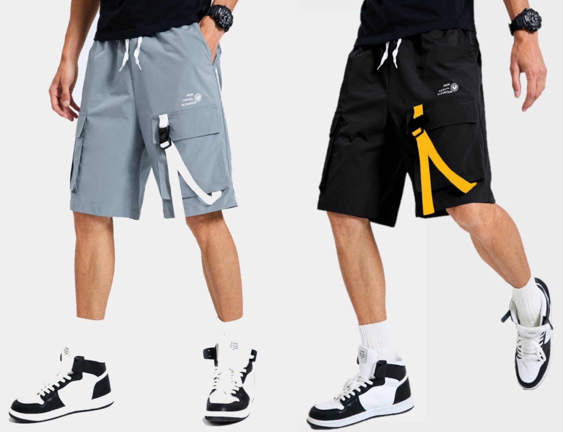 hvbk Pack of 2 Solid Men Black, Grey Basic Shorts, Beach Shorts, Gym Shorts, Night Shorts, Regular Shorts, Sports Shorts-picture-13