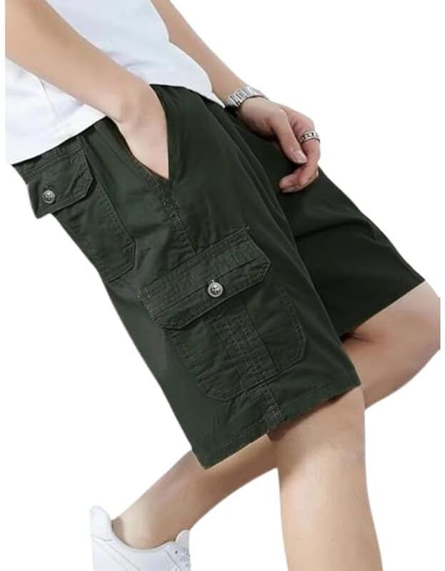 Self Design Men Dark Green Cargo Shorts-image-41