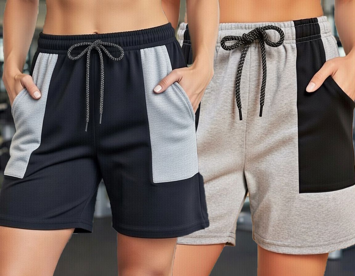 Pack of 2 Solid Women Black, Grey Gym Shorts