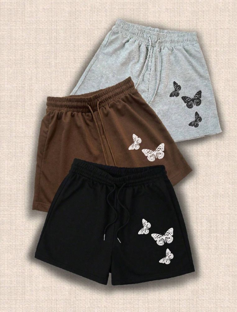 Pack of 3 Printed Women Grey Basic Shorts