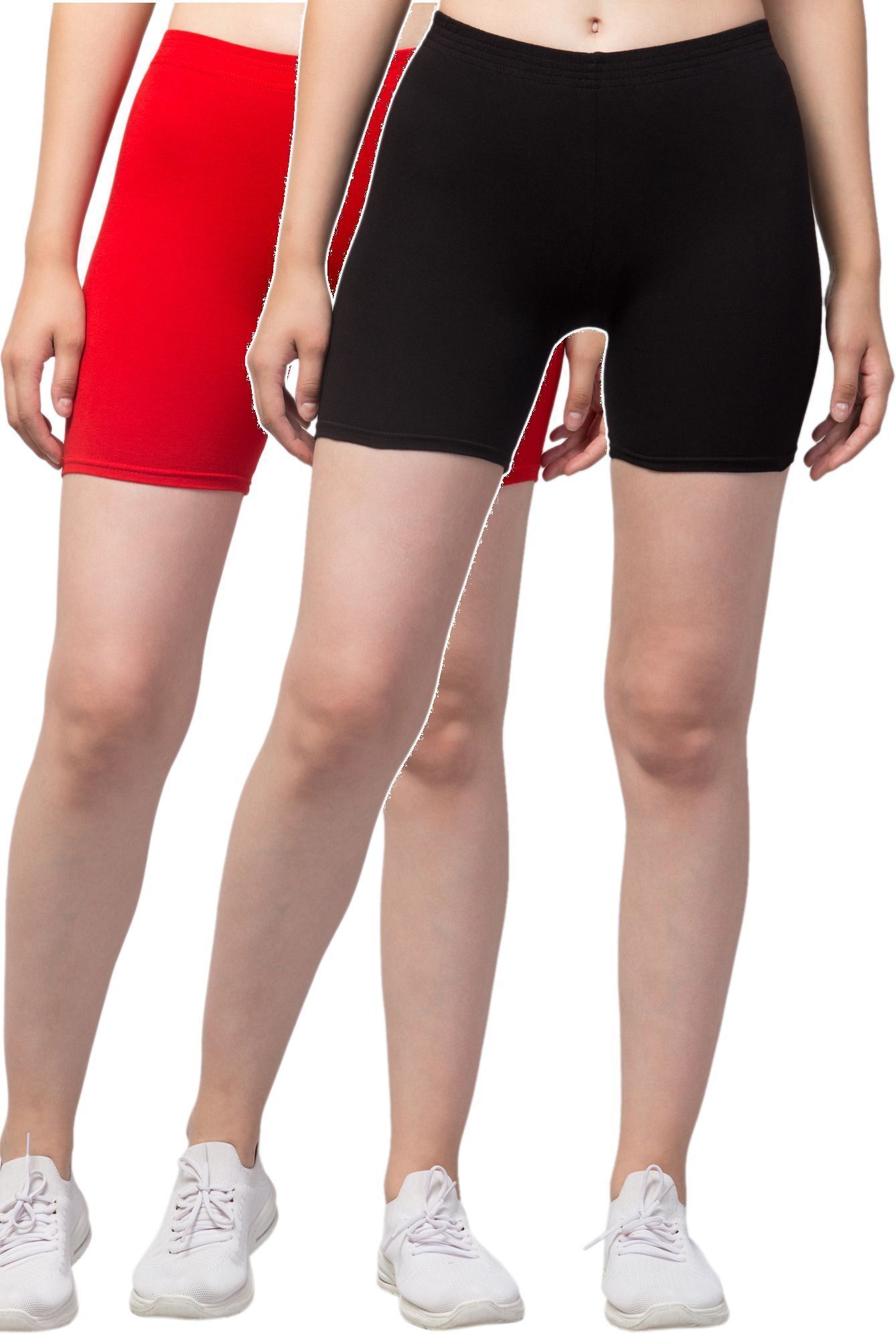 the klowt co Pack of 2 Solid Women Black, Red Gym Shorts, Night Shorts, Running Shorts, Sports Shorts, Cycling Shorts, Swim Shorts-picture-31