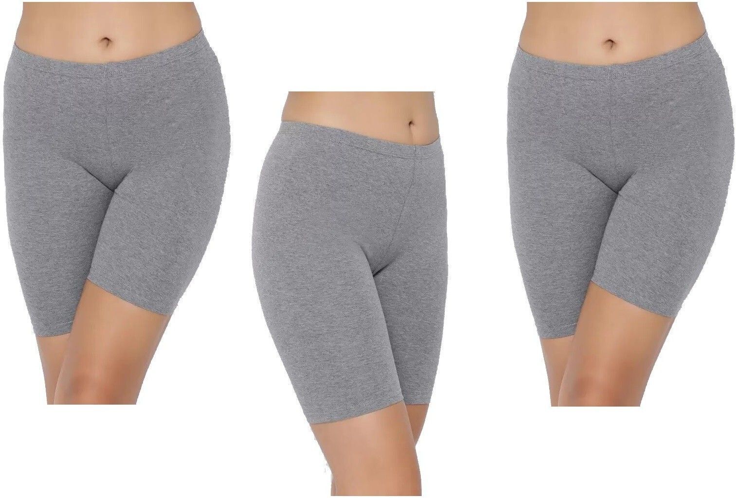 aj fashions Pack of 3 Solid Women Grey Cycling Shorts-picture-10