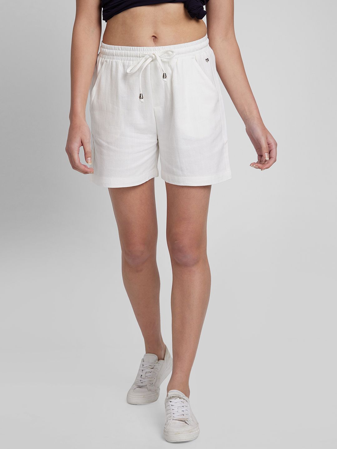 spykar Solid Women White Casual Shorts-picture-20