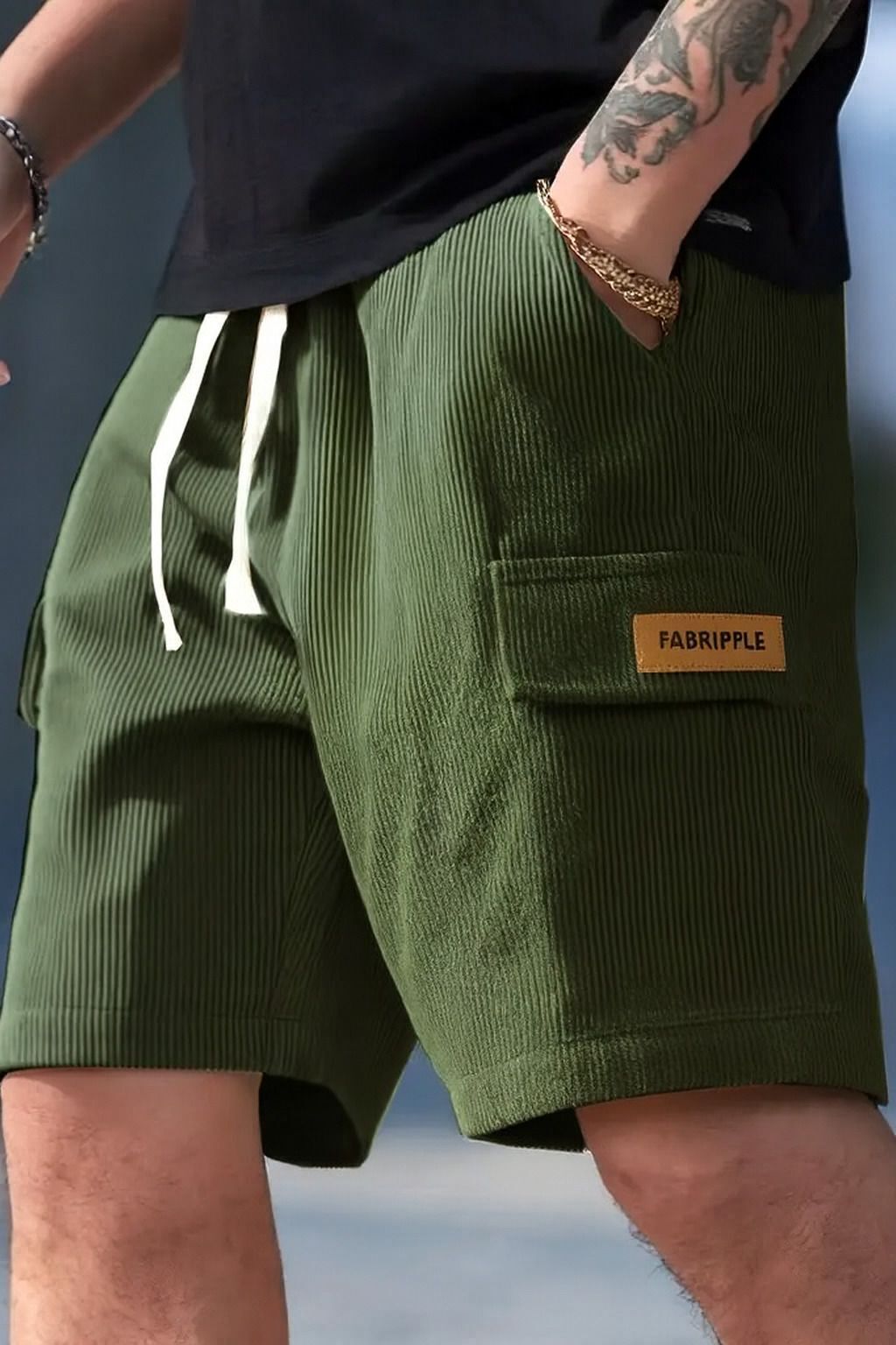 sti Self Design Men Green Cargo Shorts-picture-27