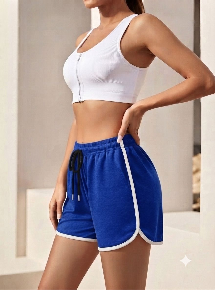 ayvina Solid Women Blue Gym Shorts, Running Shorts, Sports Shorts-picture-8