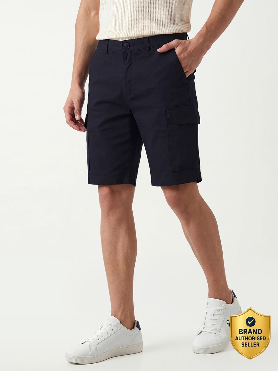 united colors of benetton Solid Men Blue Cargo Shorts-picture-16