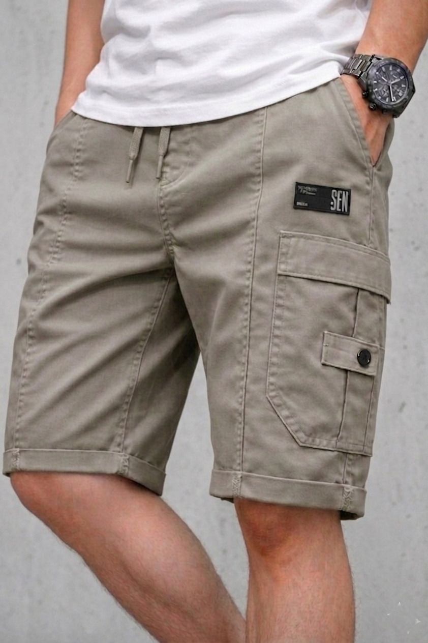 ollexo Solid Men Grey Cargo Shorts, Regular Shorts, Basic Shorts, Casual Shorts-picture-35