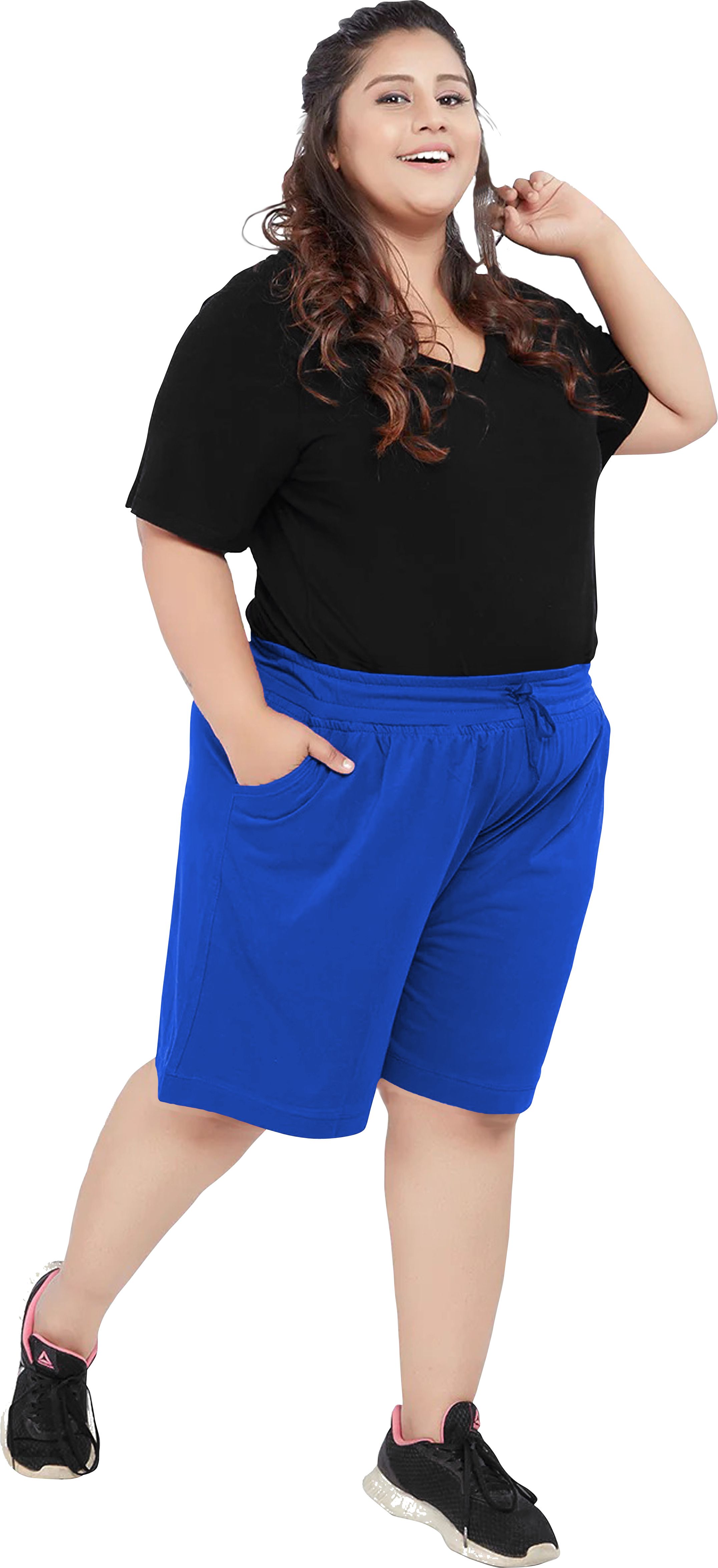 elite soul Solid Women Blue Casual Shorts-picture-25