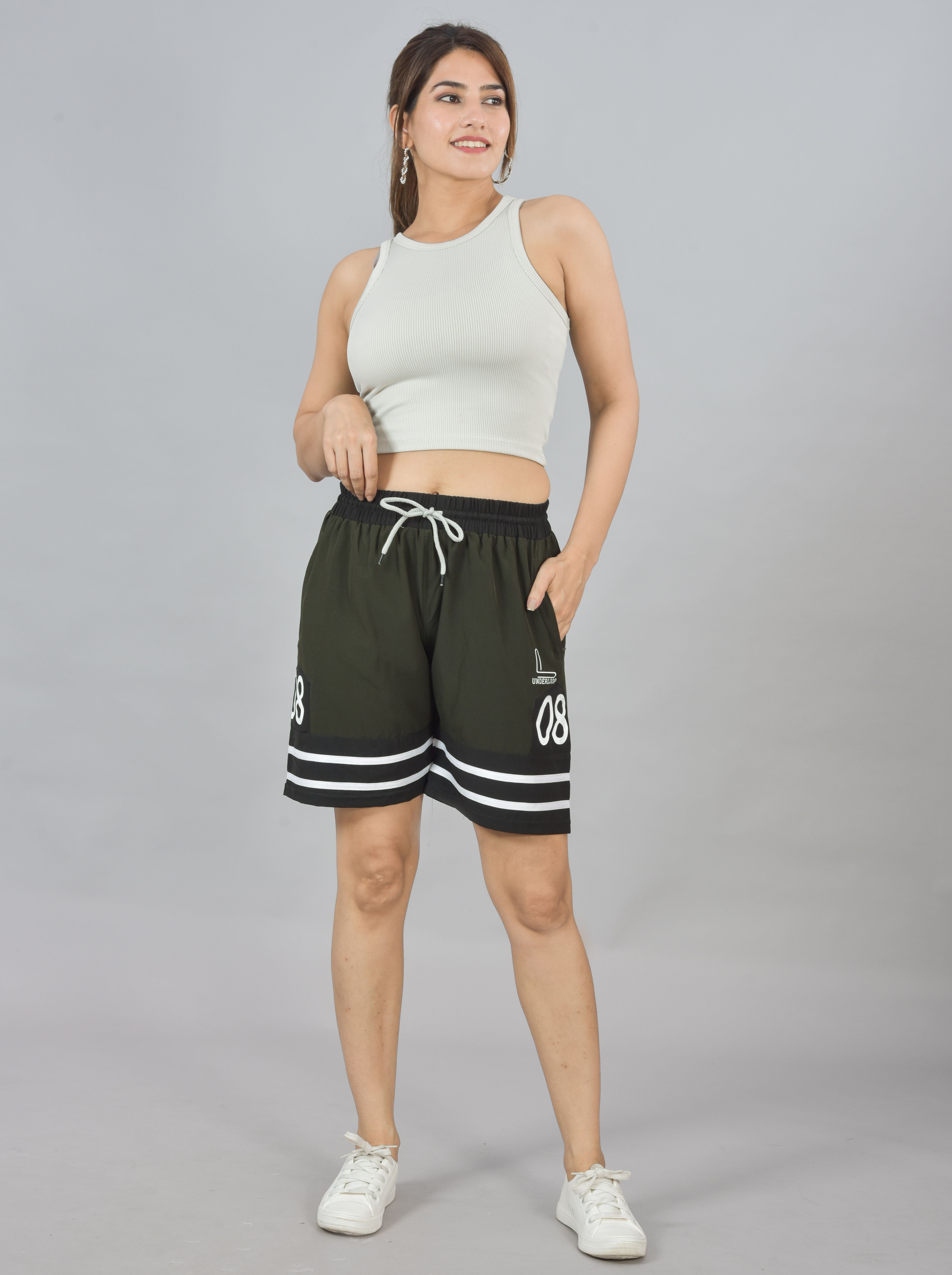underloop Self Design Women Black Regular Shorts-picture-12