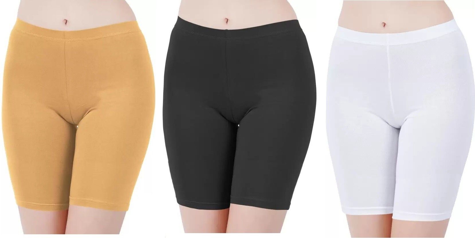 arla apparel Pack of 3 Solid Women White, Beige, Black Cycling Shorts-picture-12