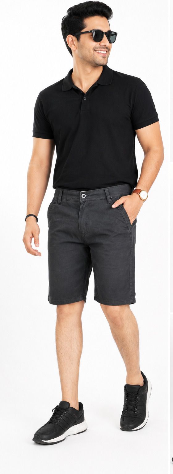 ntew Solid Men Black Chino Shorts-picture-10