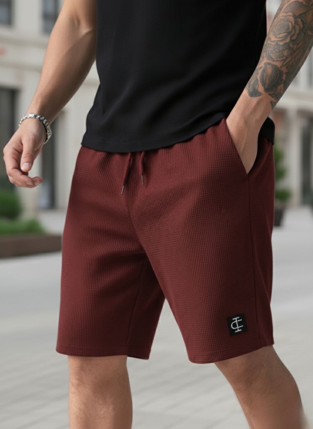 indiclub Self Design Men Maroon Regular Shorts-picture-16