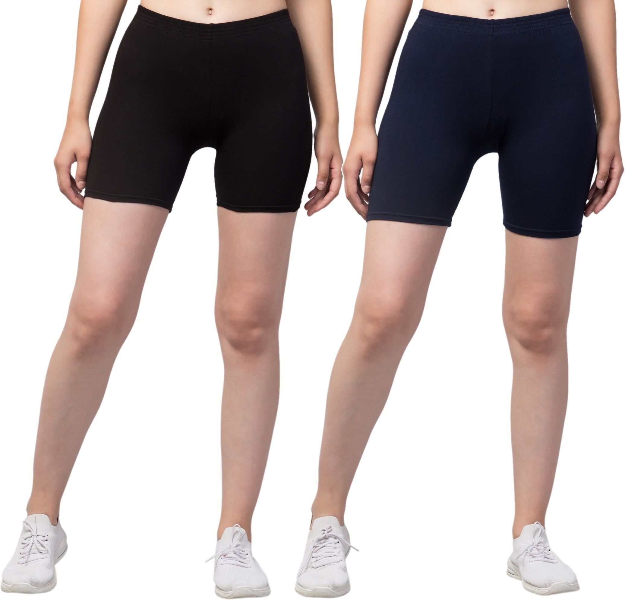 vishwakarm trend Pack of 2 Solid Women Blue, Black Regular Shorts, Night Shorts, Basic Shorts, Casual Shorts-picture-31