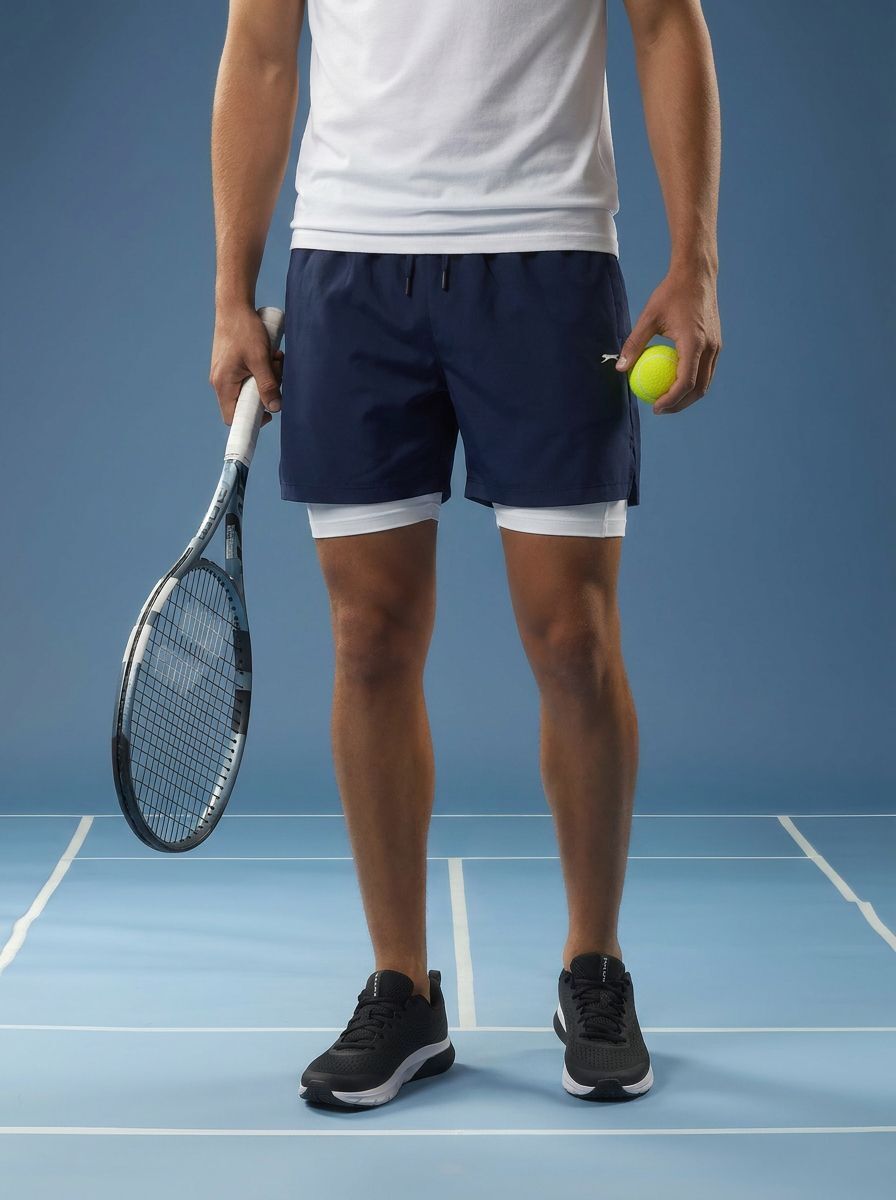 slazenger Color Block Men Blue Sports Shorts-picture-2