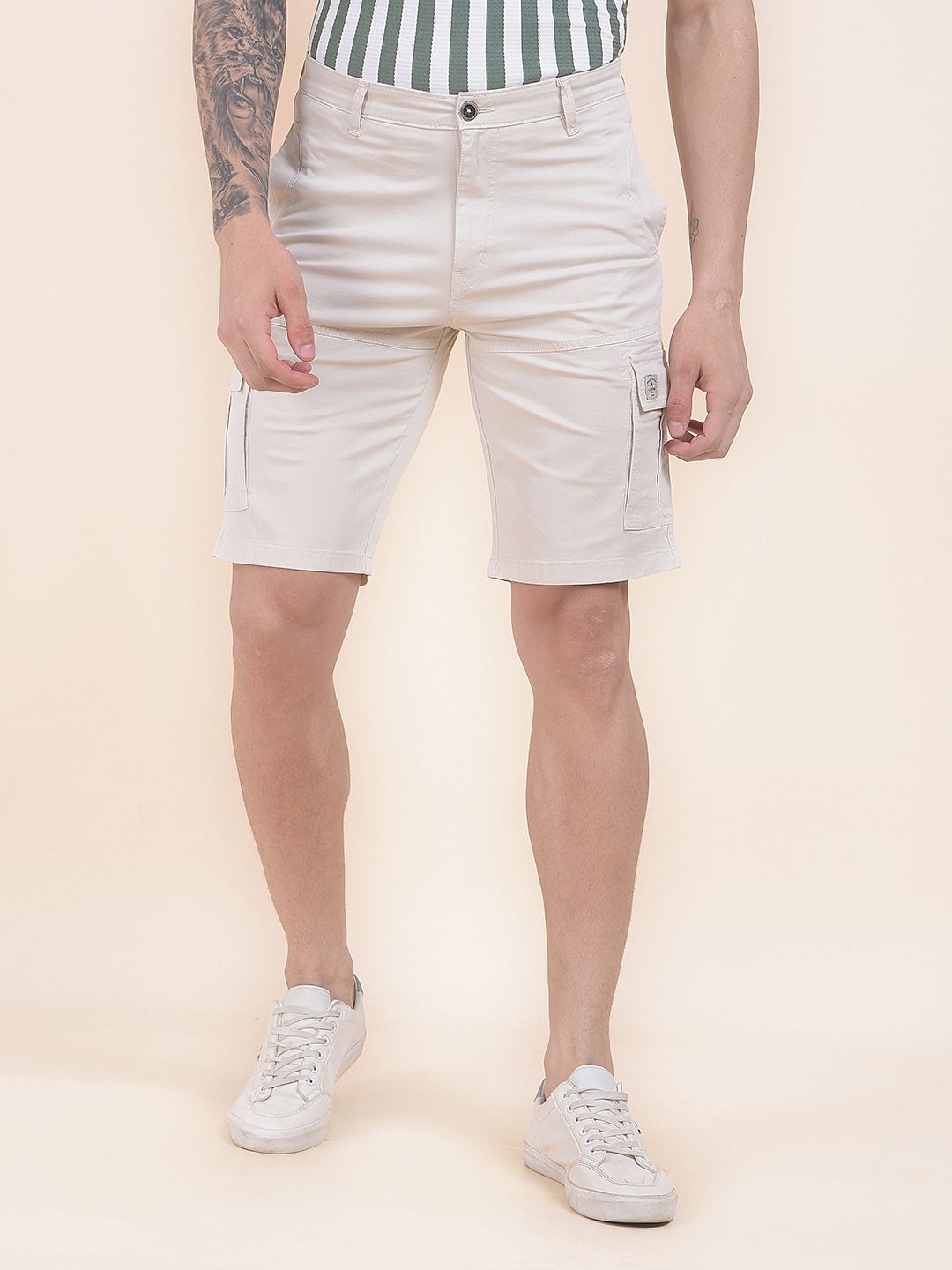 cantabil Solid Men White Cargo Shorts-picture-20
