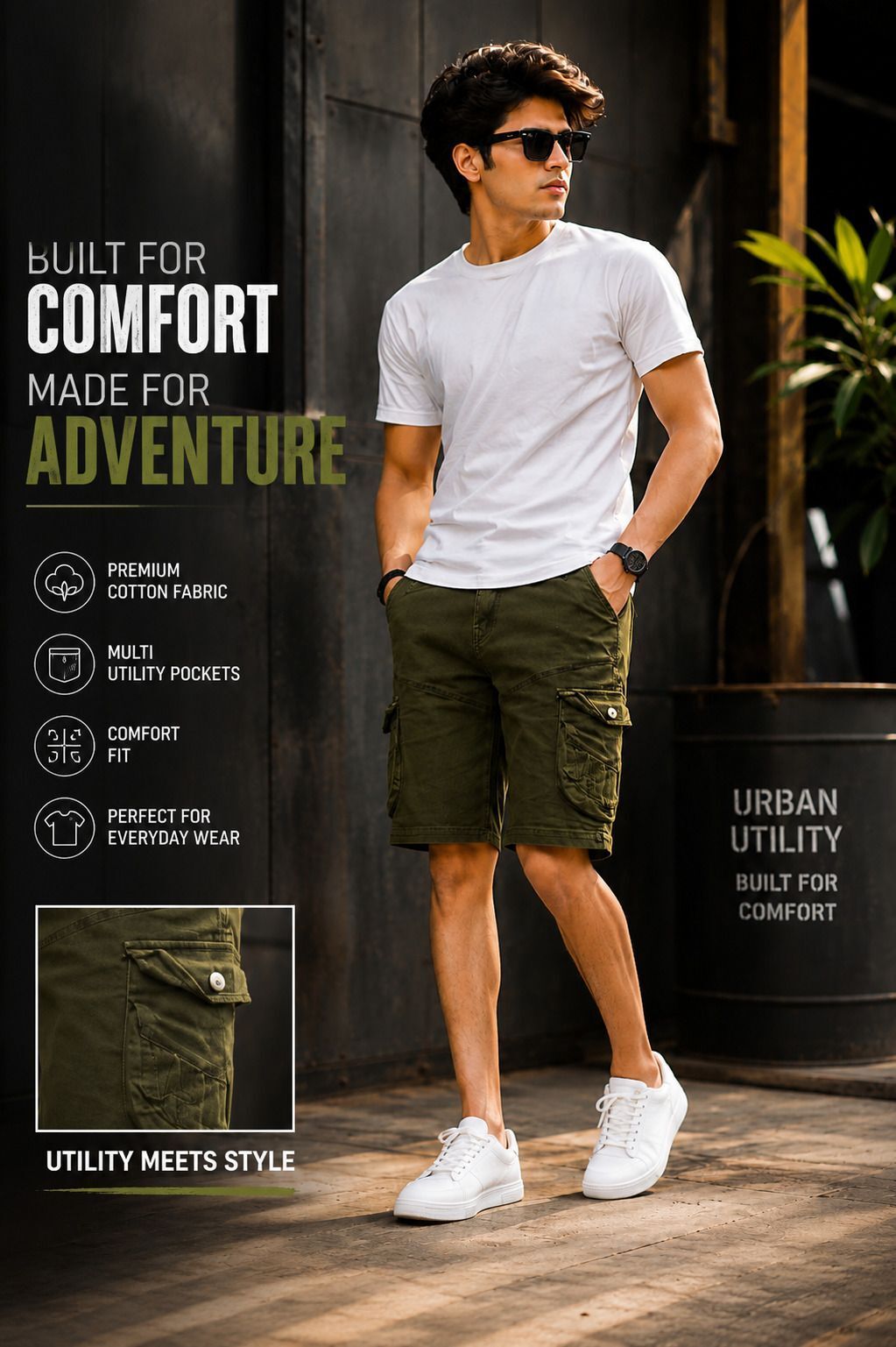 cool & carry Solid Men Green Cargo Shorts-picture-17