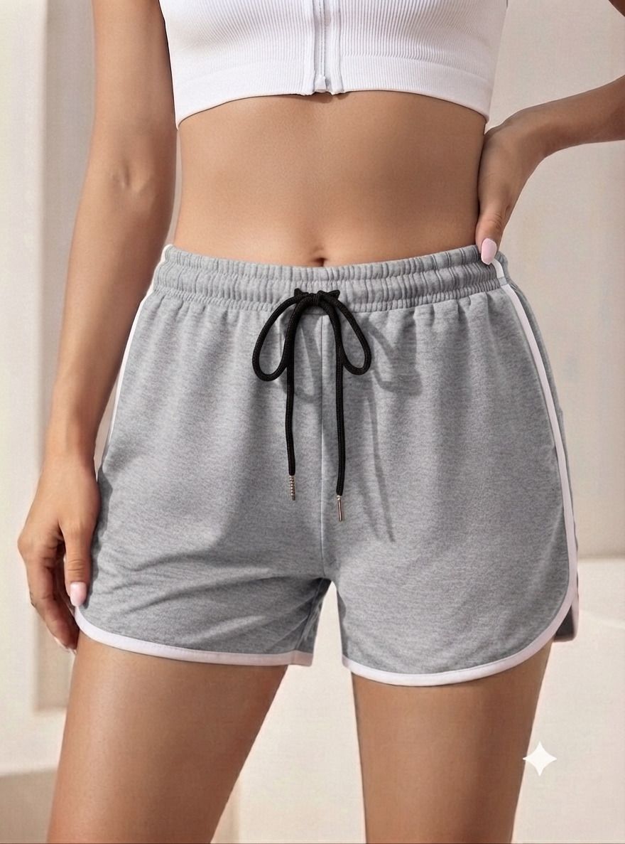ayvina Solid Women Grey Gym Shorts, Running Shorts, Sports Shorts-picture-10