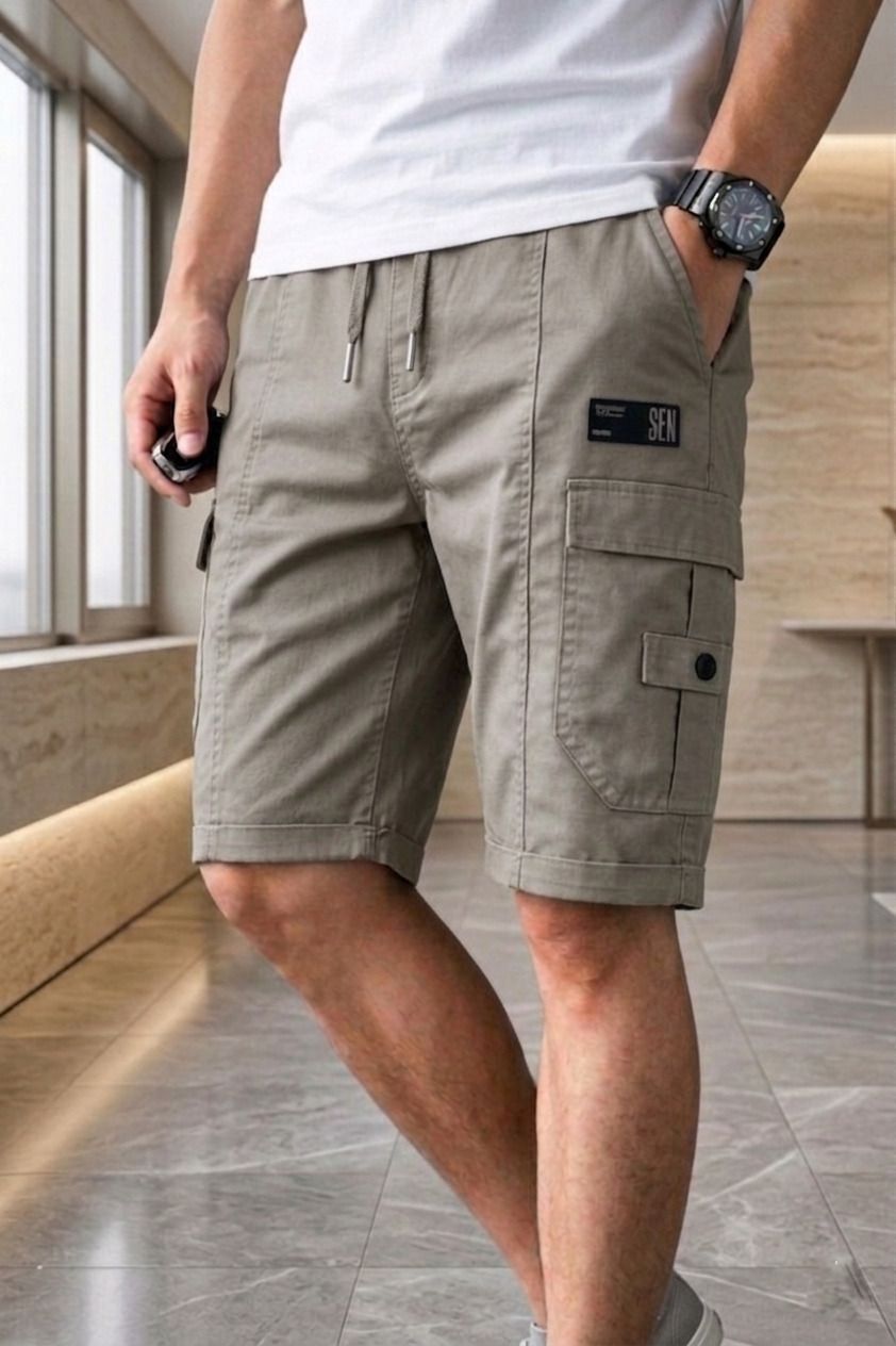 ollexo Solid Men Grey Cargo Shorts, Regular Shorts, Basic Shorts, Casual Shorts-picture-25