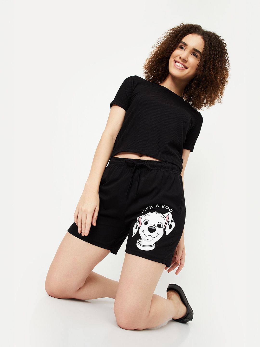 max Solid Women Black Casual Shorts-picture-26
