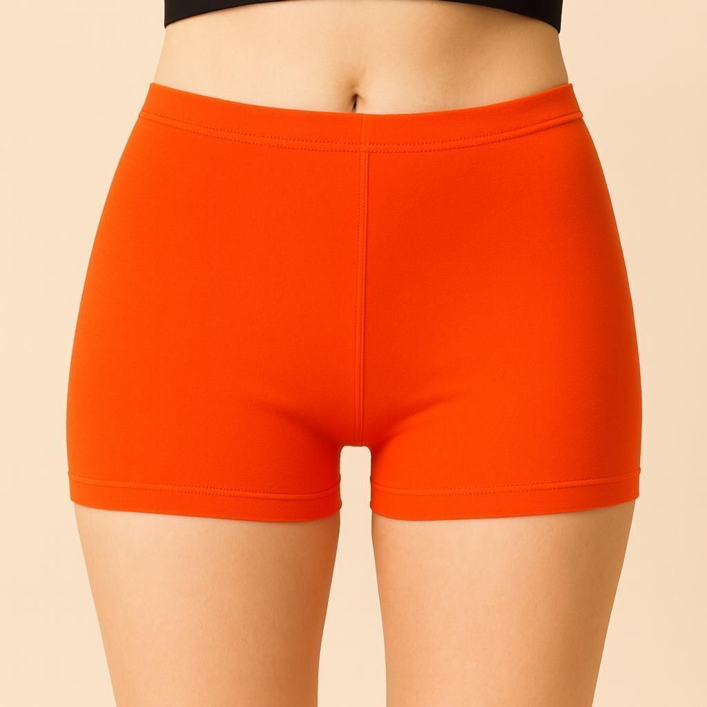 Solid Women Orange Cycling Shorts, Gym Shorts, Night Shorts, Night Shorts, Running Shorts-image-32