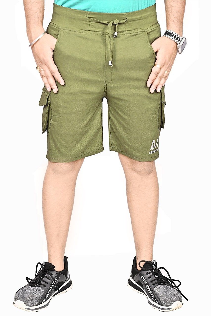 Solid Men Green Basic Shorts