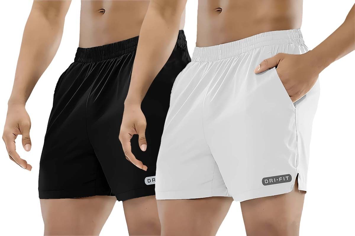 Solid Men Black Regular Shorts