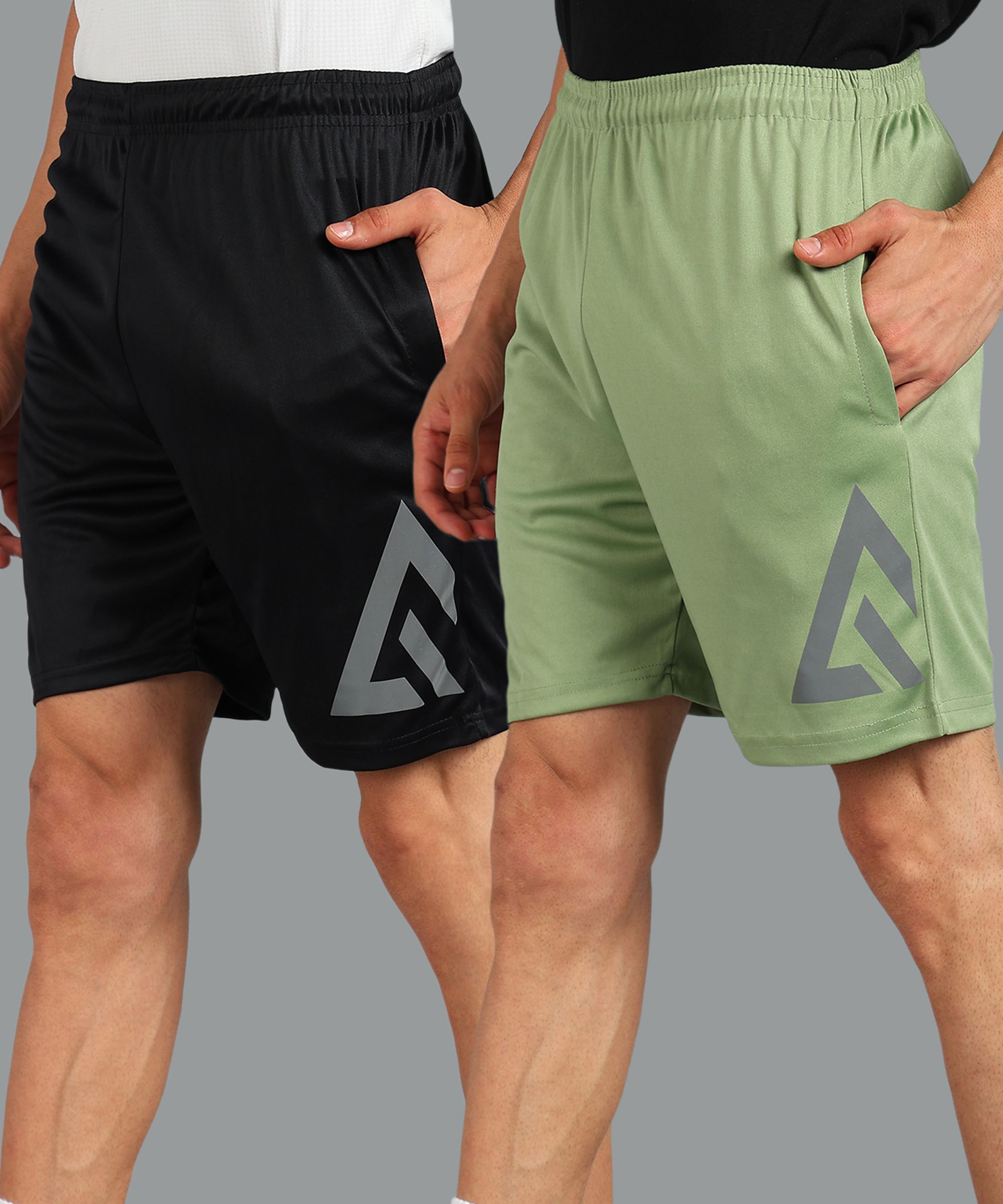 adrenex Pack of 2 Solid Men Multicolor Running Shorts-picture-21