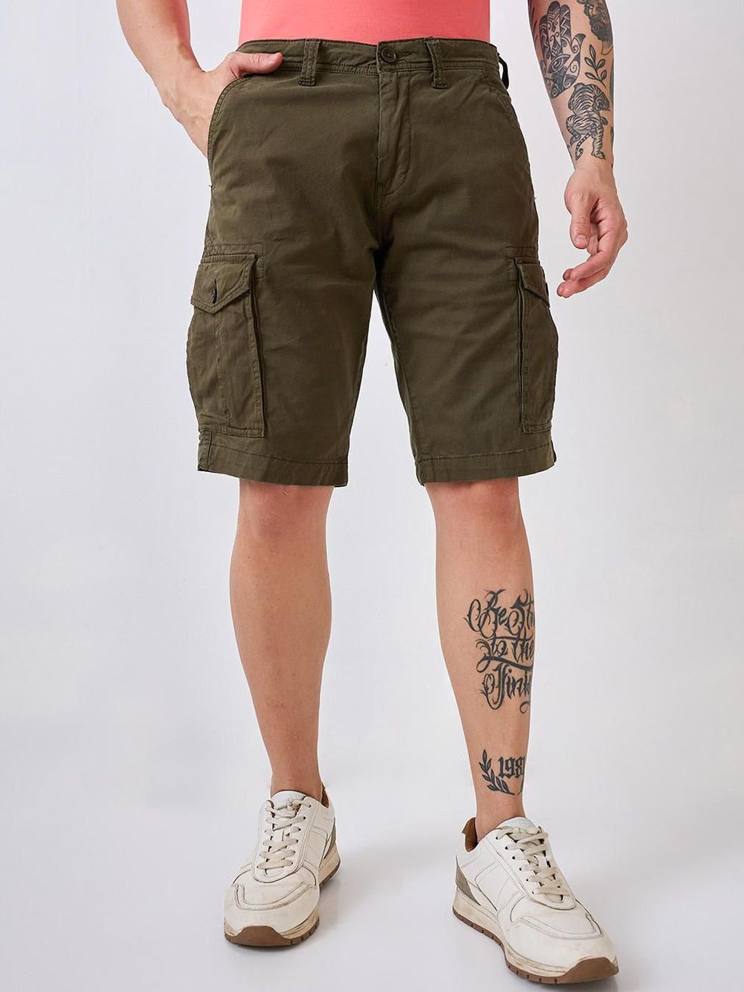 spykar Solid Men Green Basic Shorts-picture-12