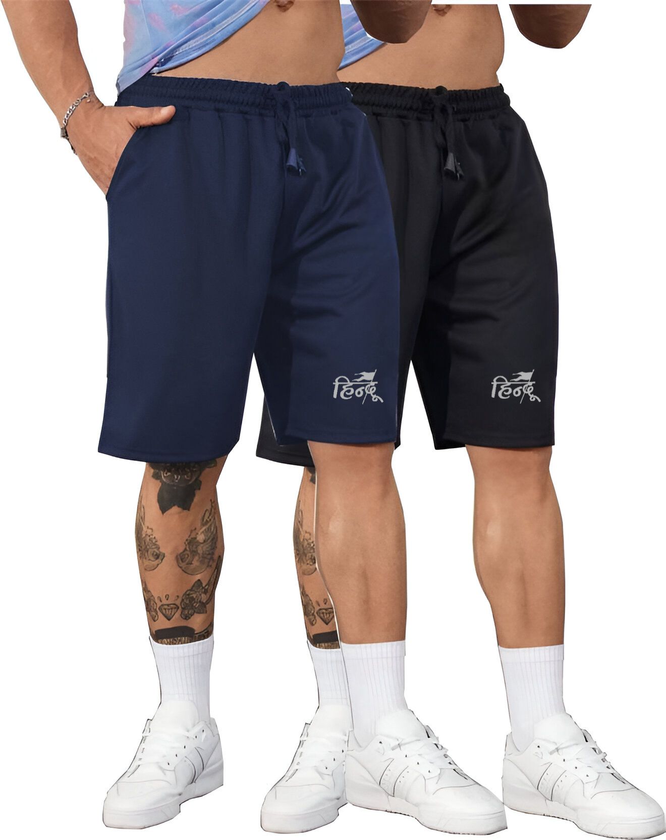 silkgrid Pack of 2 Solid Men Black, Blue Sports Shorts-picture-20
