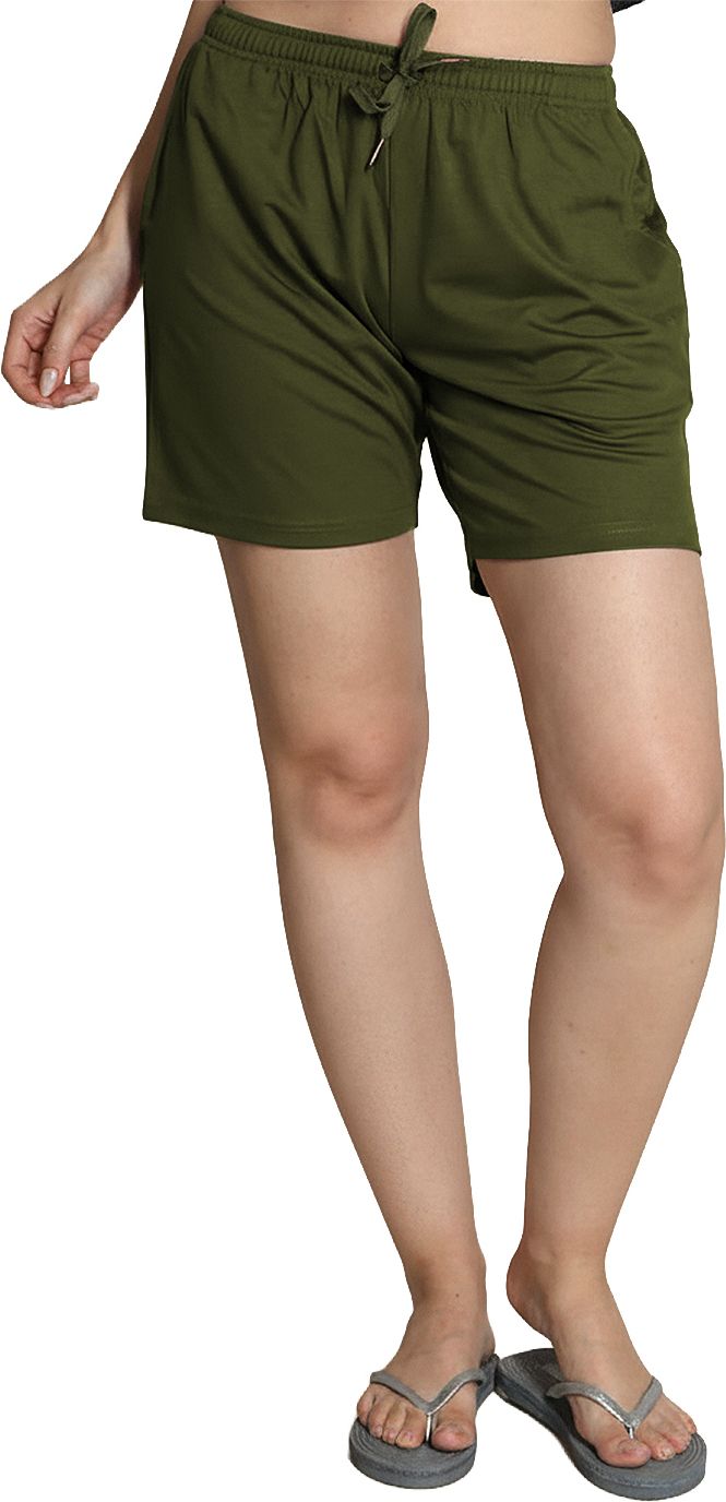 lyra Solid Women Green Casual Shorts-picture-1