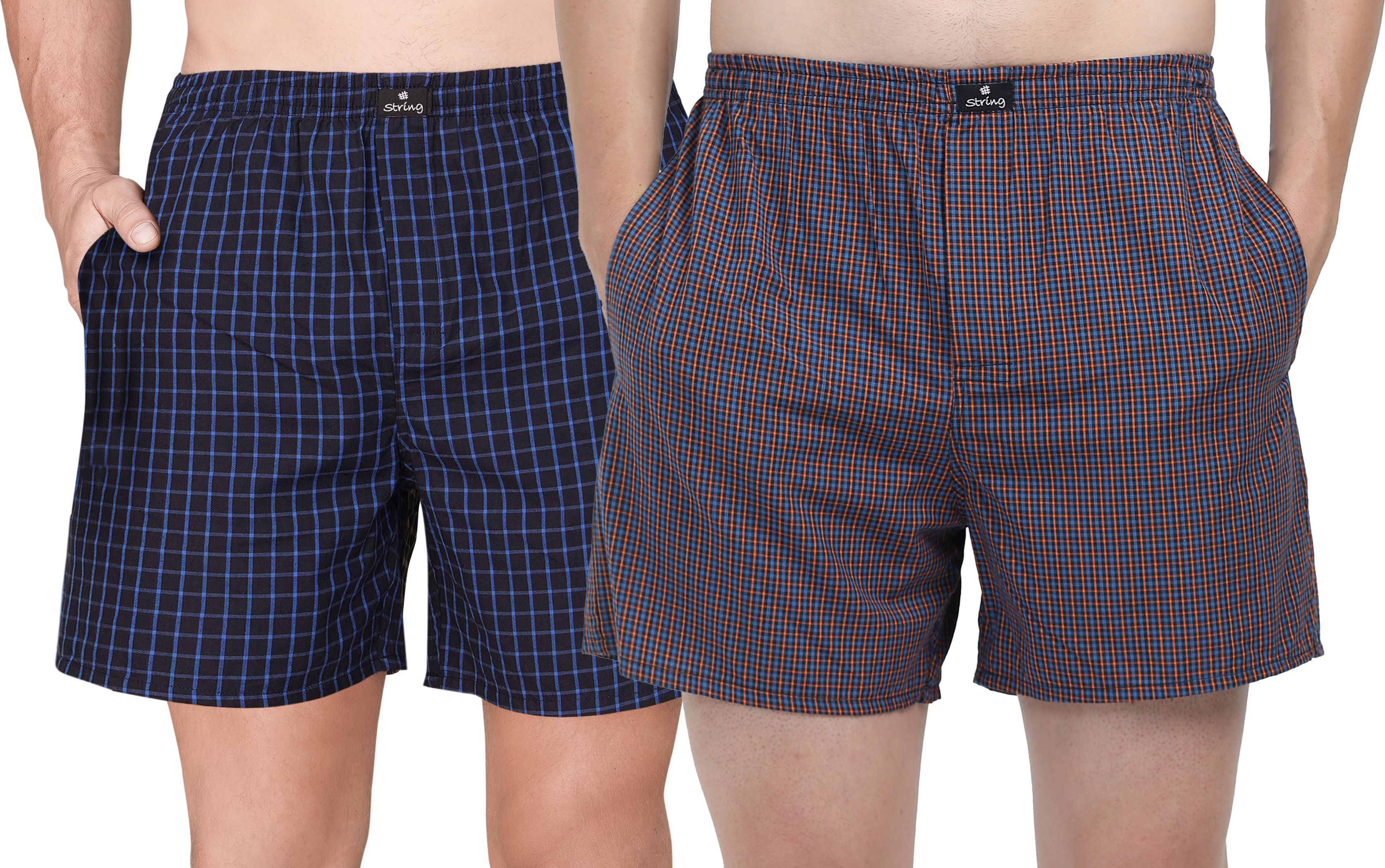 string Pack of 2 Checkered Men Dark Blue, Orange Boxer Shorts-picture-11