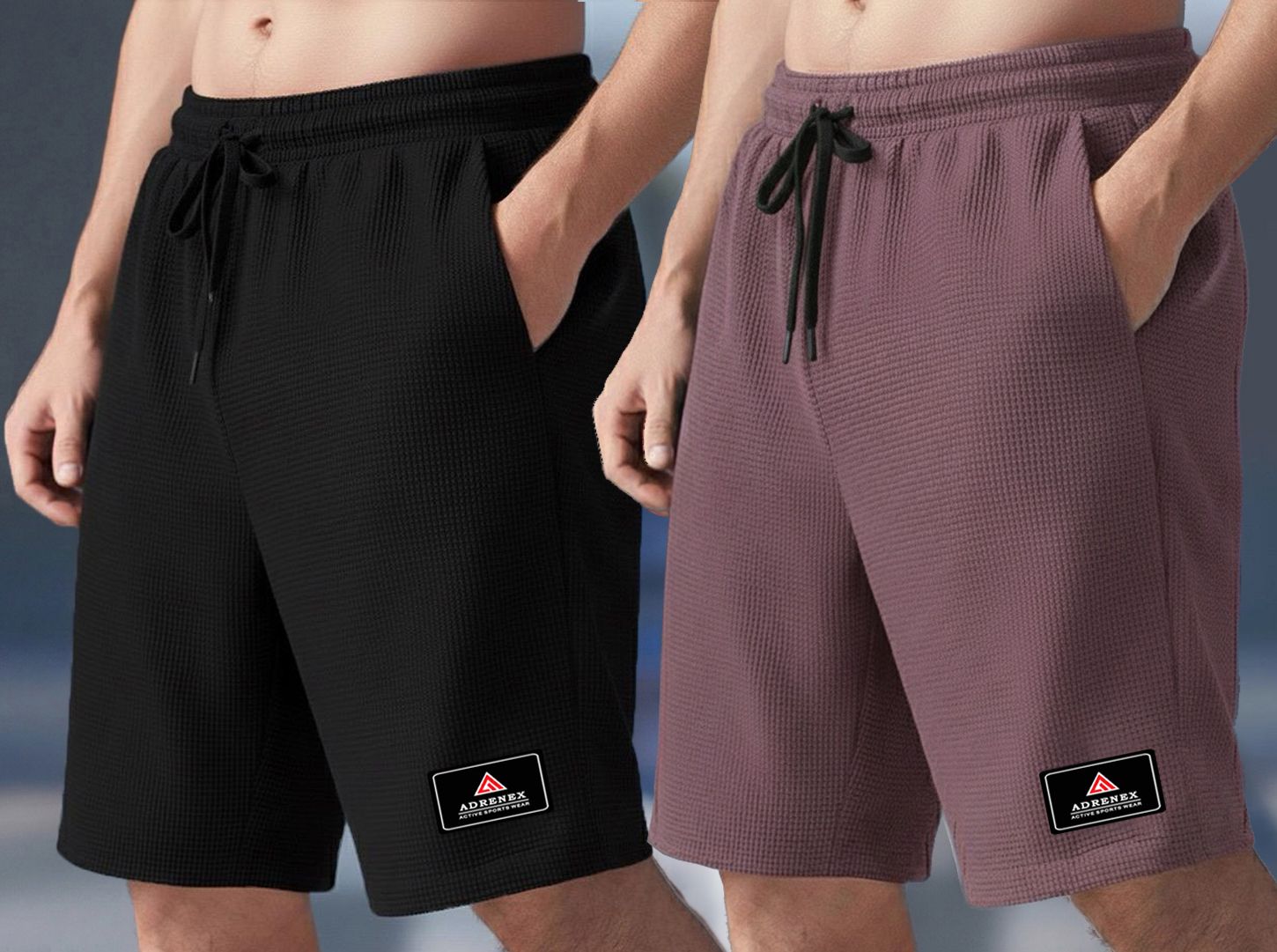 adrenex Pack of 2 Solid Men Black, Purple Sports Shorts-picture-44
