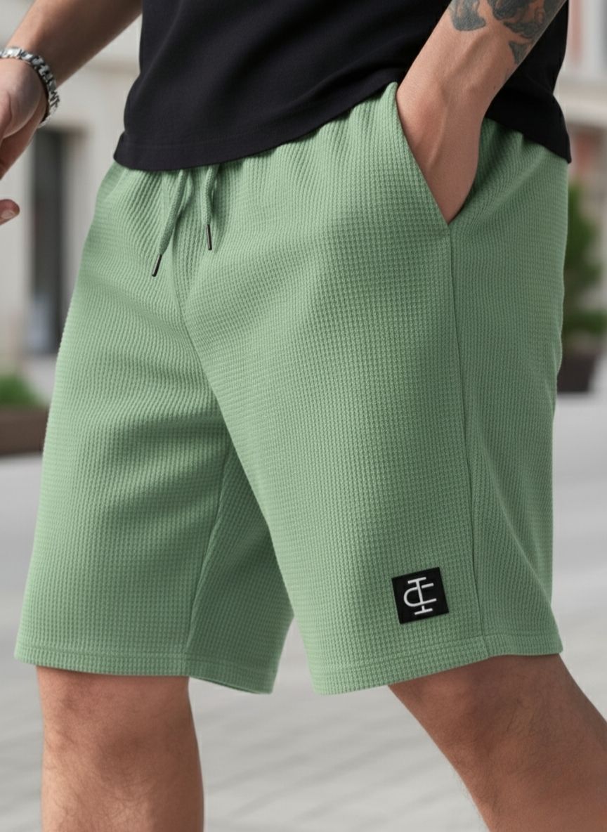 indiclub Self Design Men Light Green Casual Shorts-picture-33
