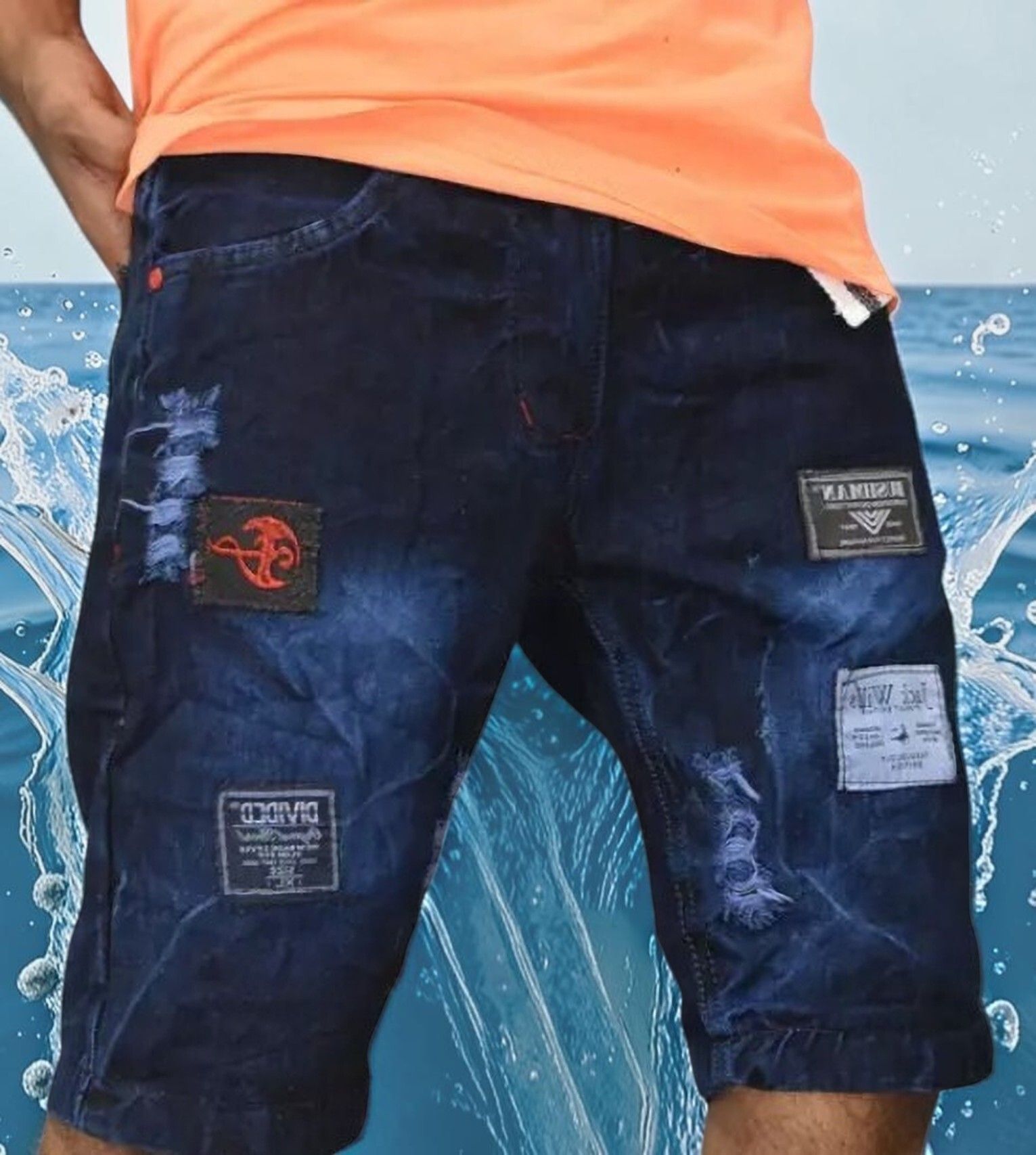 ghy Distressed Men Denim Blue Denim Shorts-picture-12