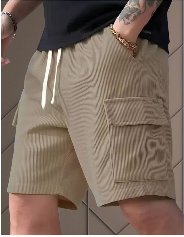 vivek Solid Men Beige Cargo Shorts-picture-27