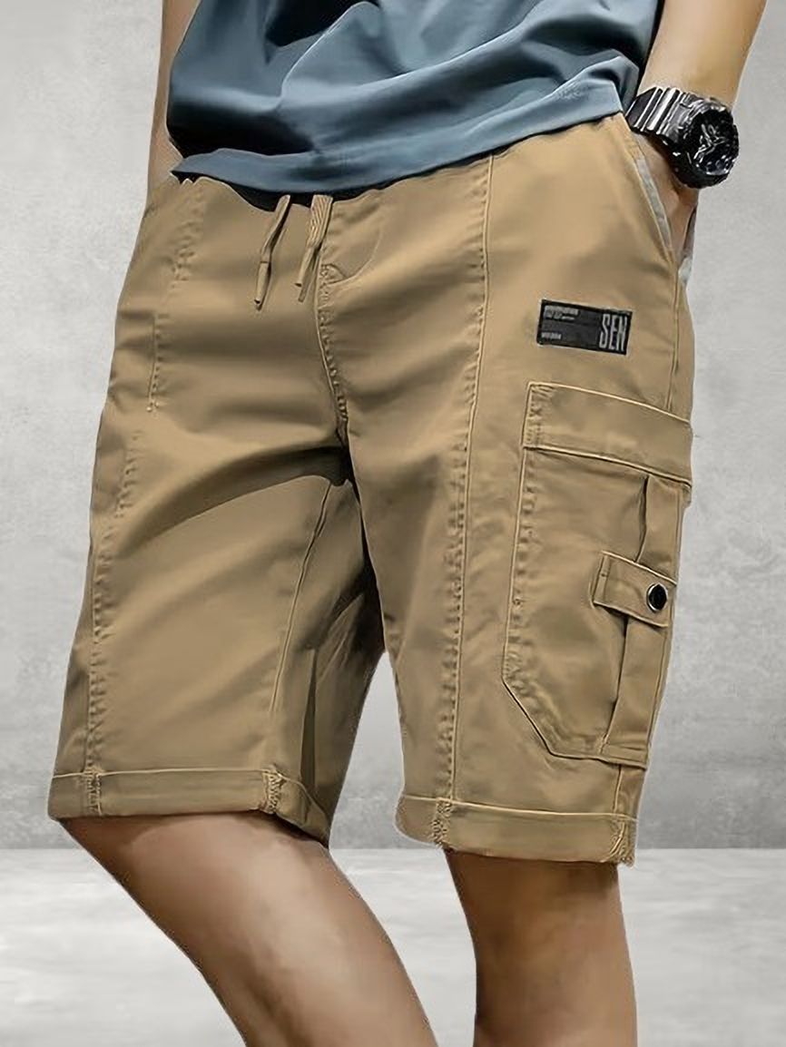 Solid Men Brown Cargo Shorts