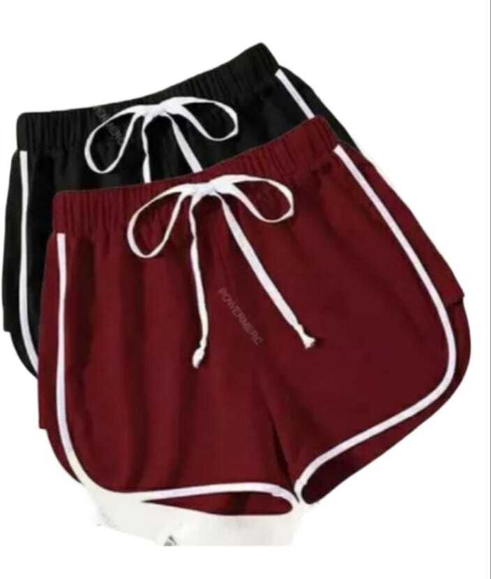 tamanashorts Pack of 2 Solid Women Maroon Hotpants-picture-18